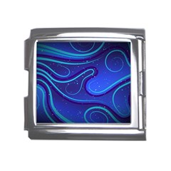 Wavy Abstract Blue Mega Link Italian Charm (18mm)