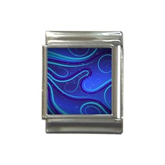 Wavy Abstract Blue Italian Charm (13mm)