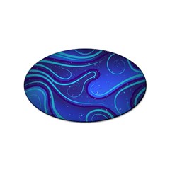 Wavy Abstract Blue Sticker Oval (100 Pack)