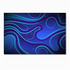 Wavy Abstract Blue Postcards 5  X 7  (pkg Of 10) by Ravend