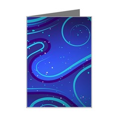 Wavy Abstract Blue Mini Greeting Card