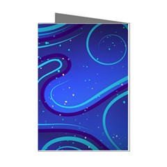 Wavy Abstract Blue Mini Greeting Cards (pkg Of 8) by Ravend