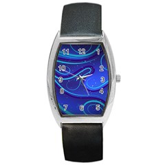 Wavy Abstract Blue Barrel Style Metal Watch by Ravend