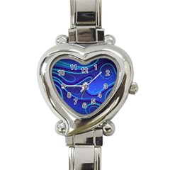 Wavy Abstract Blue Heart Italian Charm Watch by Ravend