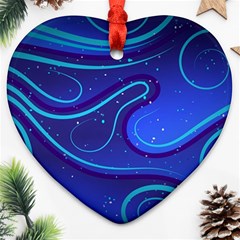 Wavy Abstract Blue Heart Ornament (two Sides) by Ravend