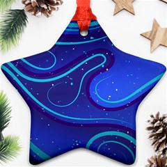 Wavy Abstract Blue Star Ornament (two Sides) by Ravend