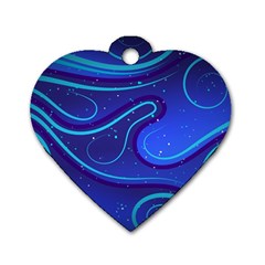 Wavy Abstract Blue Dog Tag Heart (one Side) by Ravend