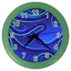 Wavy Abstract Blue Color Wall Clock by Ravend