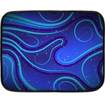 Wavy Abstract Blue Double Sided Fleece Blanket (Mini)  35 x27  Blanket Front