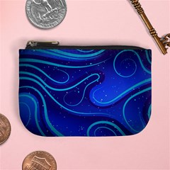 Wavy Abstract Blue Mini Coin Purse by Ravend