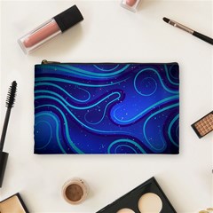 Wavy Abstract Blue Cosmetic Bag (medium) by Ravend