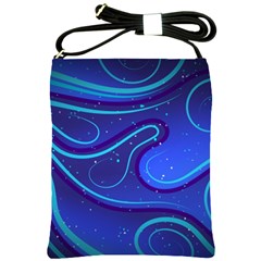 Wavy Abstract Blue Shoulder Sling Bag by Ravend