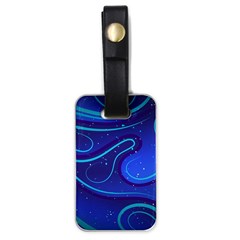 Wavy Abstract Blue Luggage Tag (one Side) by Ravend