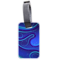 Wavy Abstract Blue Luggage Tag (two Sides) by Ravend