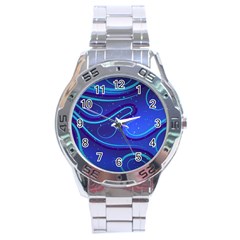 Wavy Abstract Blue Stainless Steel Analogue Watch by Ravend