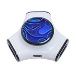 Wavy Abstract Blue 3-Port USB Hub Front