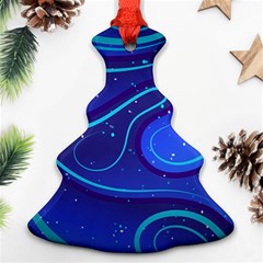 Wavy Abstract Blue Christmas Tree Ornament (two Sides) by Ravend