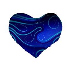 Wavy Abstract Blue Standard 16  Premium Heart Shape Cushions by Ravend