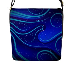 Wavy Abstract Blue Flap Closure Messenger Bag (l) by Ravend