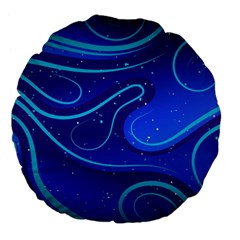 Wavy Abstract Blue Large 18  Premium Flano Round Cushions by Ravend