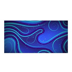 Wavy Abstract Blue Satin Wrap 35  X 70  by Ravend