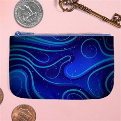 Wavy Abstract Blue Large Coin Purse by Ravend