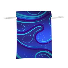 Wavy Abstract Blue Lightweight Drawstring Pouch (s) by Ravend