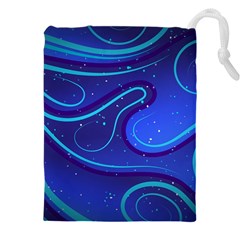 Wavy Abstract Blue Drawstring Pouch (5xl) by Ravend