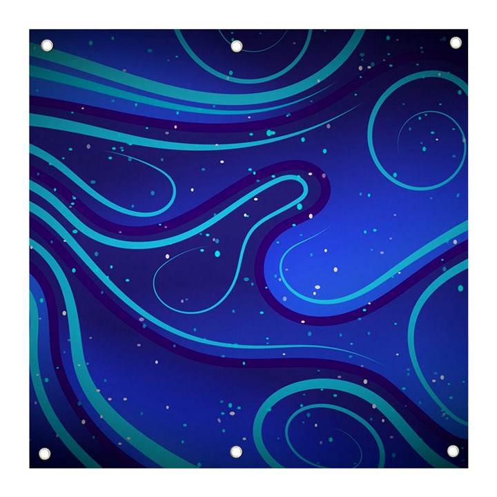 Wavy Abstract Blue Banner and Sign 3  x 3 