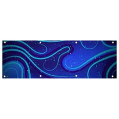 Wavy Abstract Blue Banner And Sign 9  X 3 