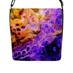 Conceptual Abstract Painting Acrylic Flap Closure Messenger Bag (l) by Ravend