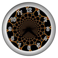 Fractal Abstract Web Art Digital Wall Clock (Silver)