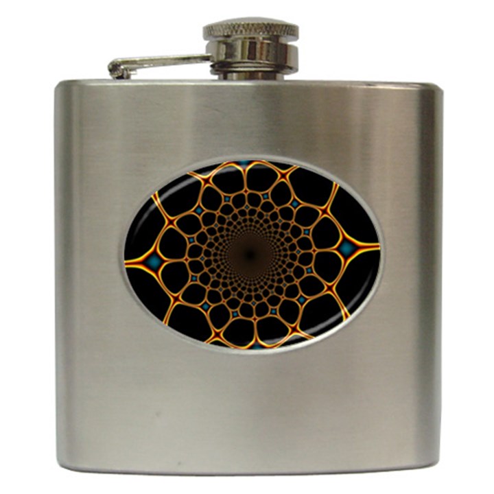 Fractal Abstract Web Art Digital Hip Flask (6 oz)