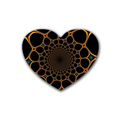 Fractal Abstract Web Art Digital Rubber Heart Coaster (4 pack)