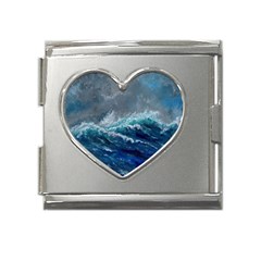 Waves Sea Sky Wave Mega Link Heart Italian Charm (18mm) by Ravend