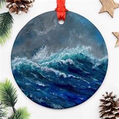 Waves Sea Sky Wave Round Ornament (two Sides)