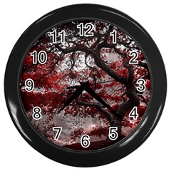 Tree Red Nature Abstract Mood Wall Clock (black) by Ravend