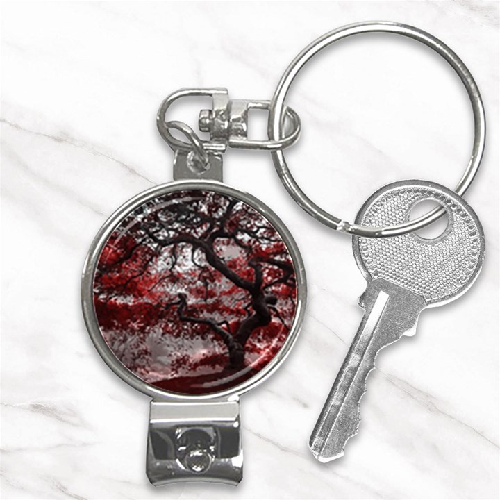 Tree Red Nature Abstract Mood Nail Clippers Key Chain