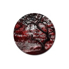 Tree Red Nature Abstract Mood Magnet 3  (round) by Ravend