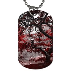 Tree Red Nature Abstract Mood Dog Tag (one Side) by Ravend