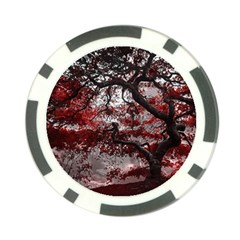 Tree Red Nature Abstract Mood Poker Chip Card Guard by Ravend