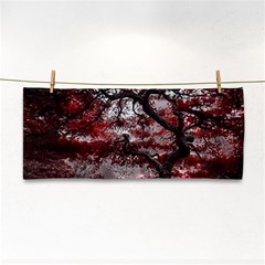 Tree Red Nature Abstract Mood Hand Towel by Ravend