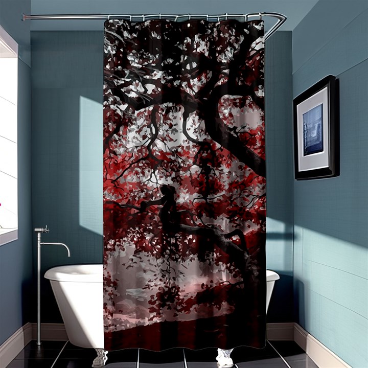 Tree Red Nature Abstract Mood Shower Curtain 36  x 72  (Stall) 