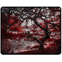 Tree Red Nature Abstract Mood Double Sided Fleece Blanket (medium)  by Ravend