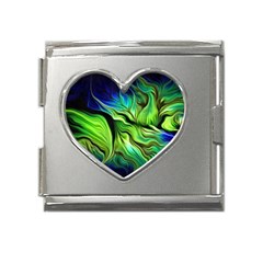 Fractal Art Pattern Abstract Mega Link Heart Italian Charm (18mm)