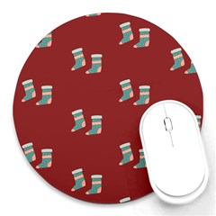 Christmas Stocking Sock Clothing Round Mousepad by Wegoenart