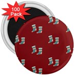 Christmas Stocking Sock Clothing 3  Magnets (100 pack) Front