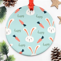 Bunny Carrot Pattern Background Ornament (round) by Wegoenart