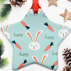 Bunny Carrot Pattern Background Ornament (star) by Wegoenart