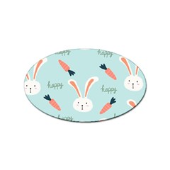 Bunny Carrot Pattern Background Sticker Oval (100 Pack)